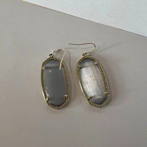 Kendra Scott Elle Blue Gray Enamel Earrings Framed 14k Gold Plated